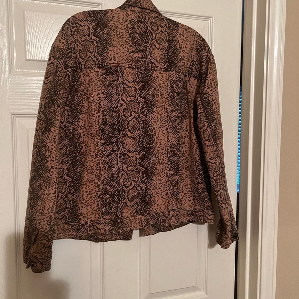 Free People Snake Print Denim Jacket - image 3